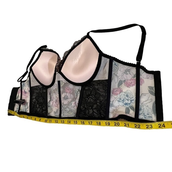 Victoria’s Secret Rose Embroidered Longline Push Up Bra Top Corset Lingerie 34C - Picture 9 of 14